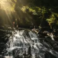 Goa Rang Reng Waterfall Bali: Sloping Cascade & Cave Near Ubud
