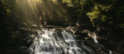 Goa Rang Reng Waterfall Bali: Sloping Cascade & Cave Near Ubud