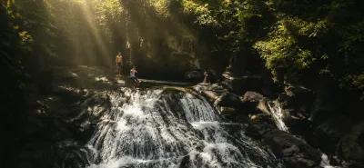 Goa Rang Reng Waterfall Bali: Sloping Cascade & Cave Near Ubud