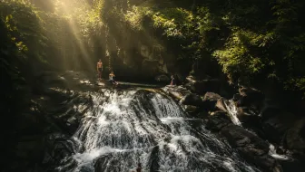 Goa Rang Reng Waterfall Bali: Sloping Cascade & Cave Near Ubud